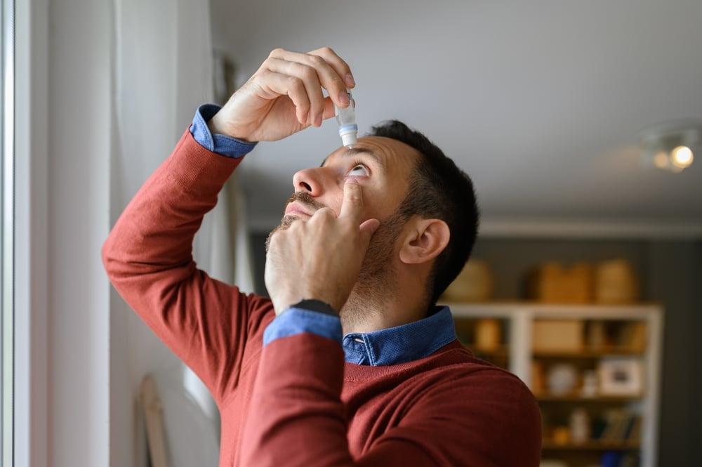 Man in Fredericksburg uses eye drops for glaucoma